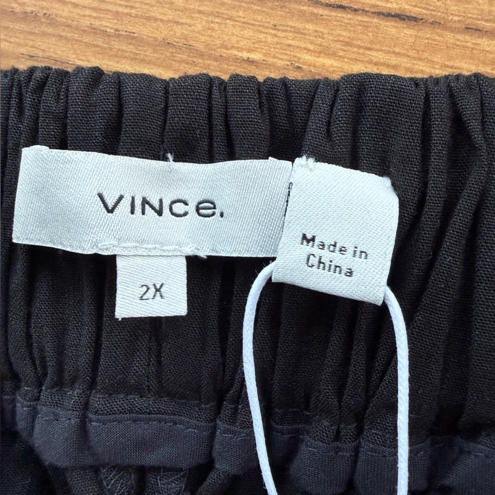 Vince Stretch Linen Trousers Black NWT Women’s Size 2X - Picture 2 of 7